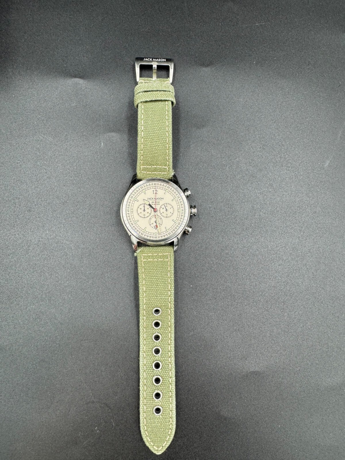 Jack Mason Chronograph Watch JM-N102-018 Stainless Steel Green Strap 100 Meters