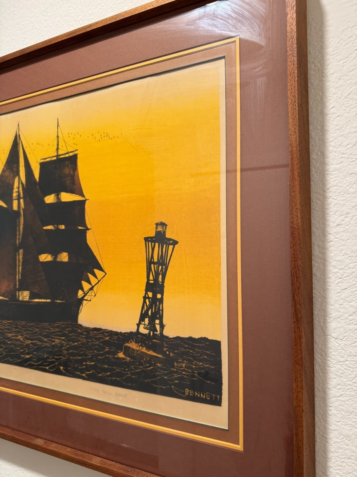 Elton Bennett The Tall Ship Signed Serigraph Framed Nautical Print Rare Original