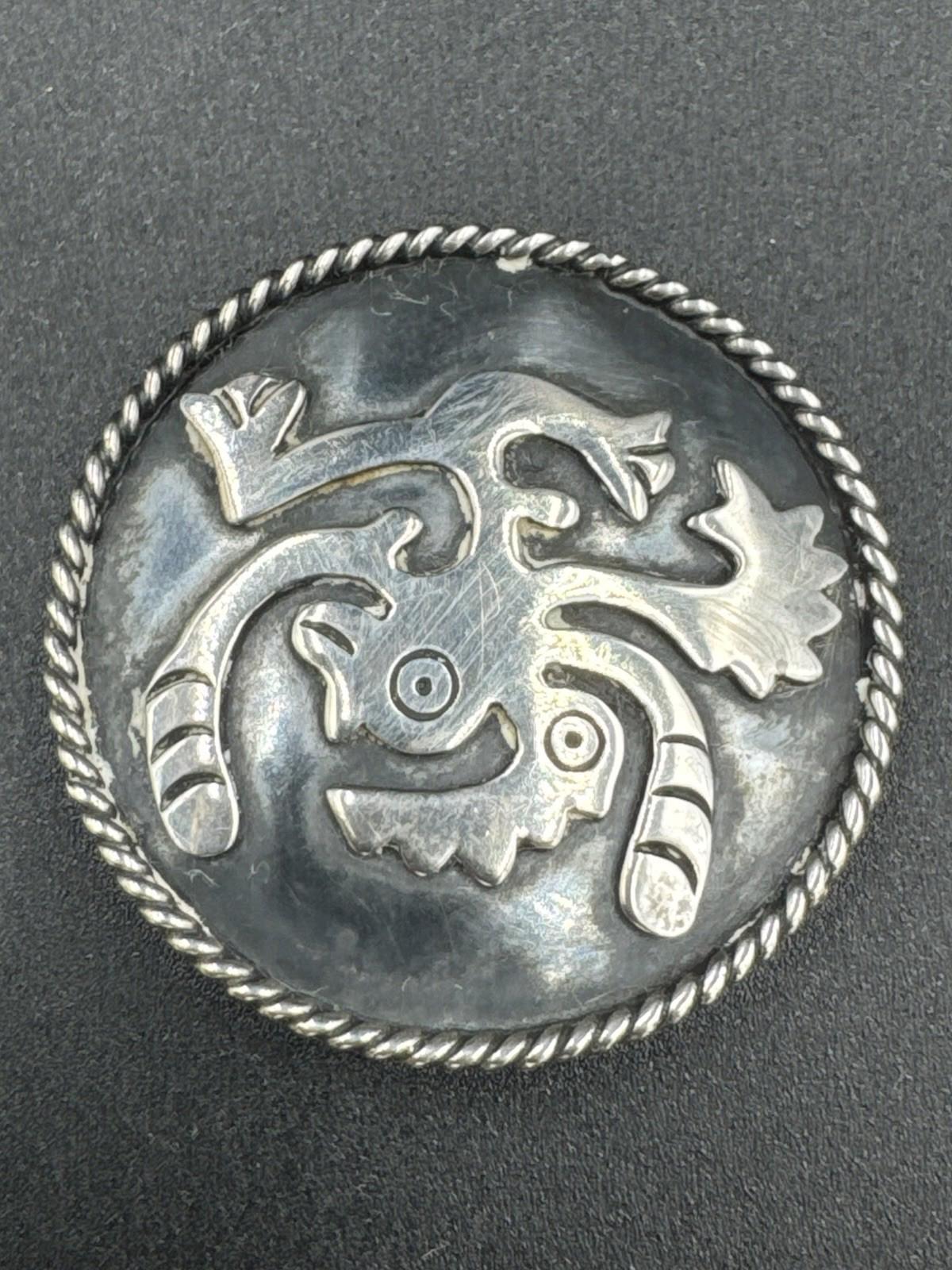 Vintage Taxco Sterling Silver Aztec Quetzalcoatl Mythical Serpent Brooch Pin Mex