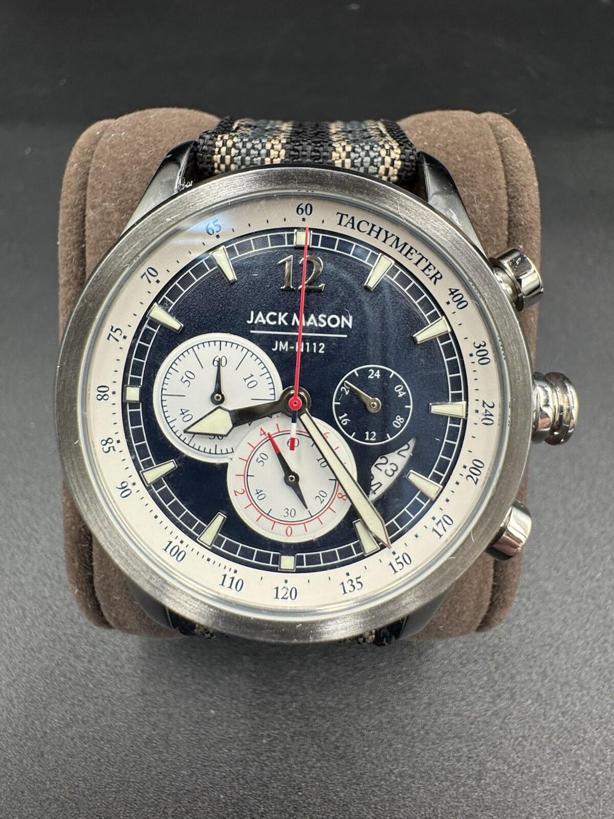 Jack Mason Nautical Chronograph Watch JM-N112-009 Blue and White Dial 42mm - VG+