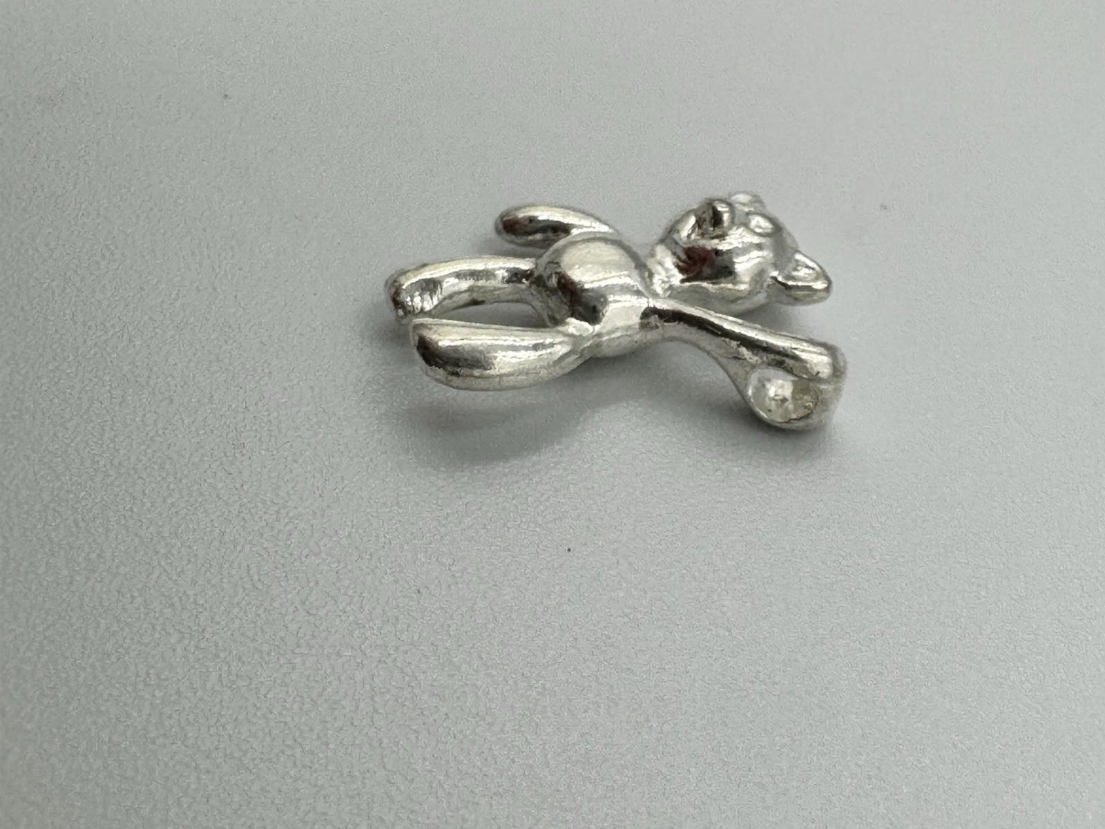 Sterling Silver Teddy Bear Charm Pendant Kids Children .925