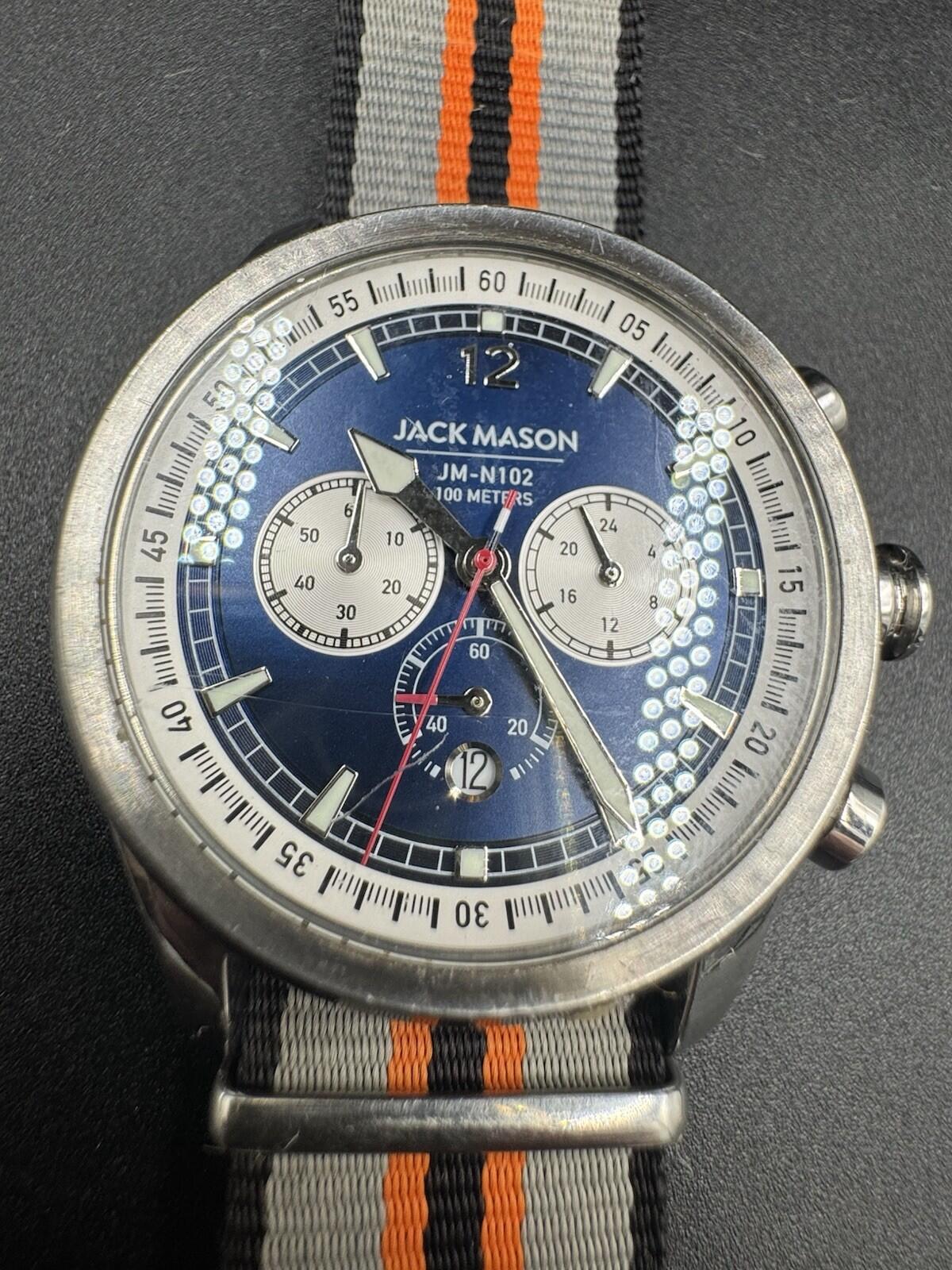 Jack Mason JM-N102-027 Watch Mens 42mm Blue Dial Chronograph Date w/ Nylon Strap
