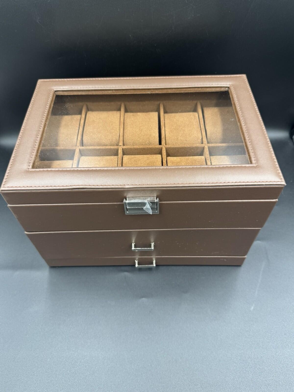 Luxury 20 Slot Watch Display and Storage Case 3 Tier – Brand New Brown Box - NM+
