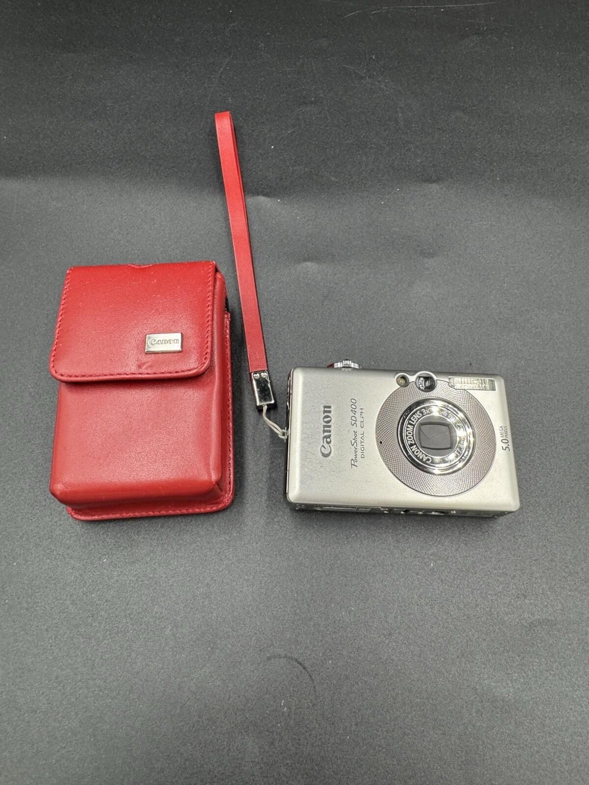 Canon PowerShot Digital ELPH SD400 5.0MP Digital Camera with Original Red Case