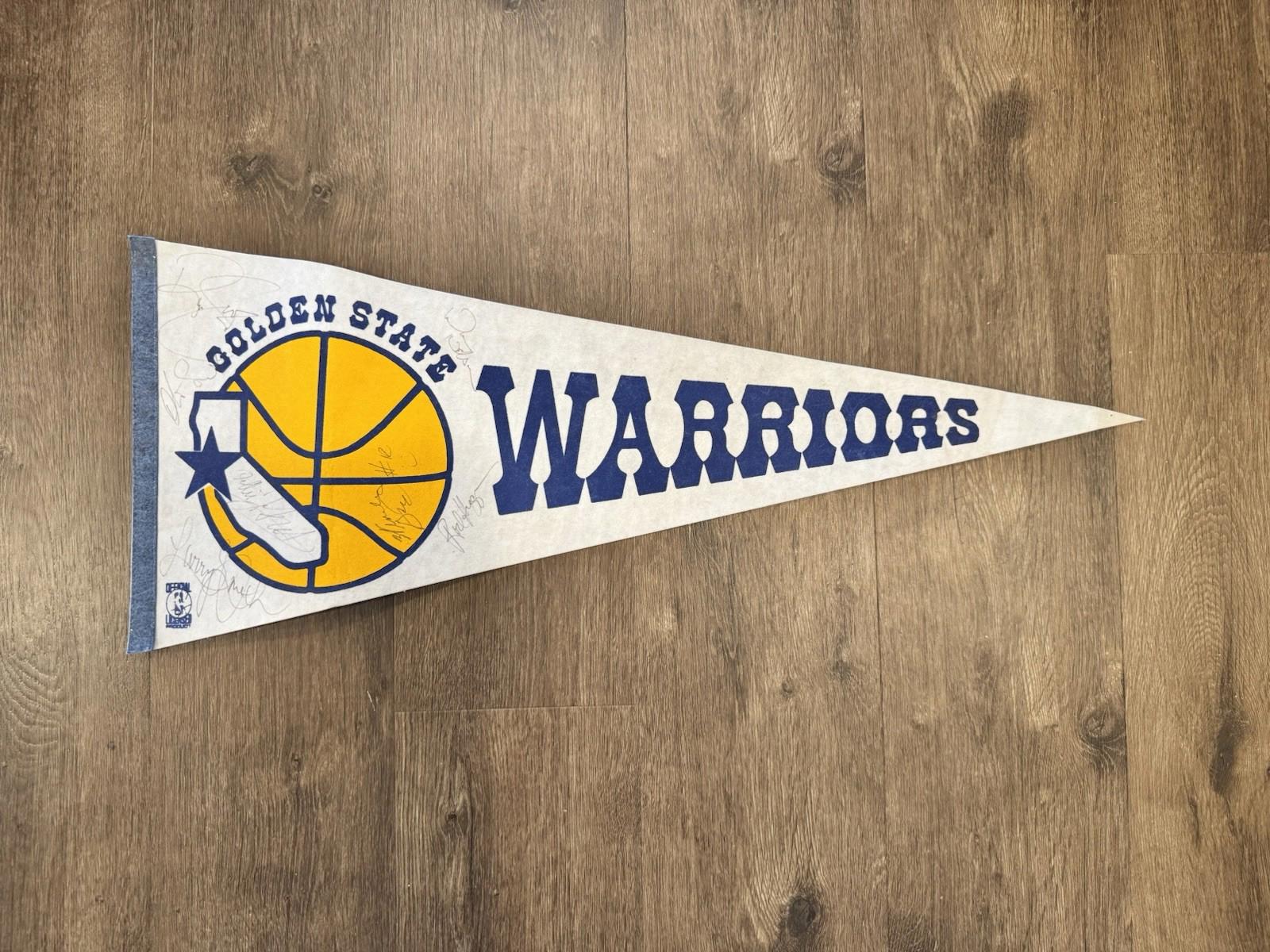1988-89 Golden State Warriors Signed Pennant 7 Autos