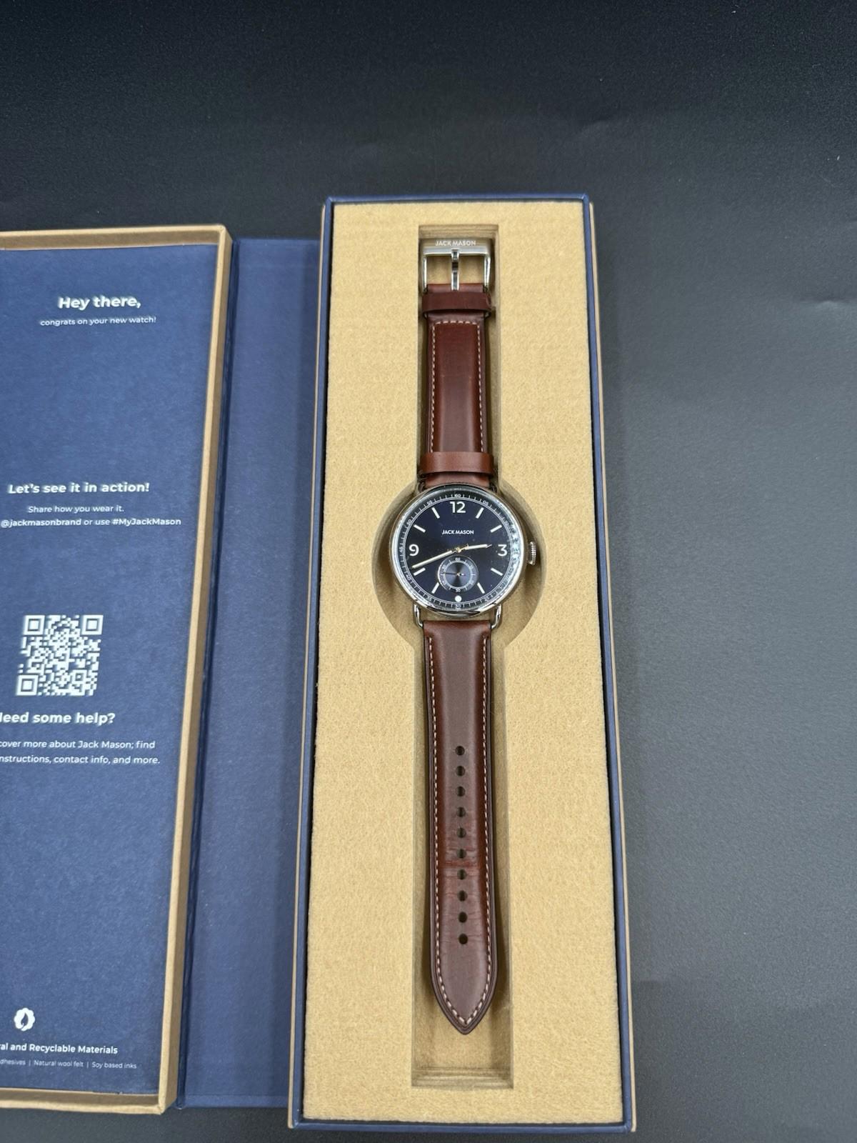 Jack Mason JM-A601-003 Avigator 3 Hand - 45mm Warm Grey Dial Brown Leather Band