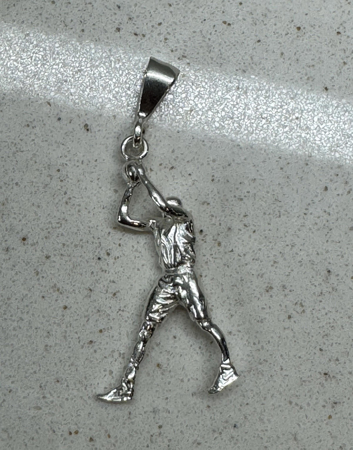 Basketball Player Shooter Solid .925 Casted Sterling Silver