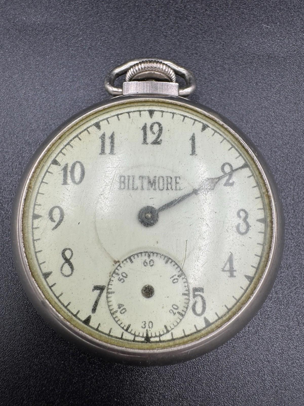 Ingraham Biltmore Pocket Watch - Please see photos for Condition - Works Well G+