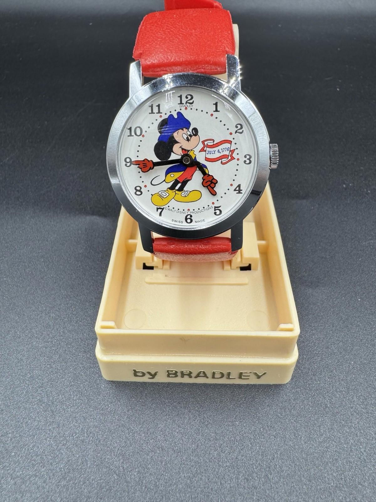Bradley Mickey Mouse Bicentennial Watch 1976 Swiss In Box Commemorative Edition