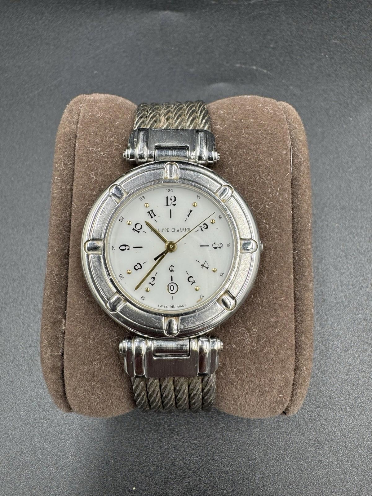 Philippe Charriol Watch Men's Wire Celtic Swiss Made Silver & Gold Colored Quart