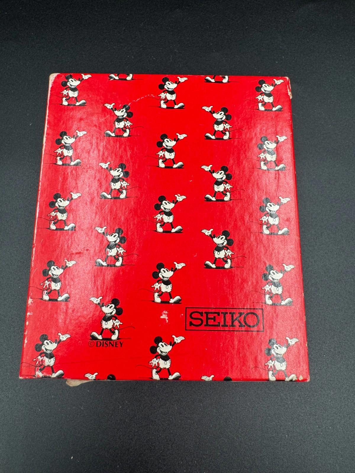 Classic 80's Mickey Mouse Face Leather Strap Watch Japan 2K02-5019 Seiko Quartz