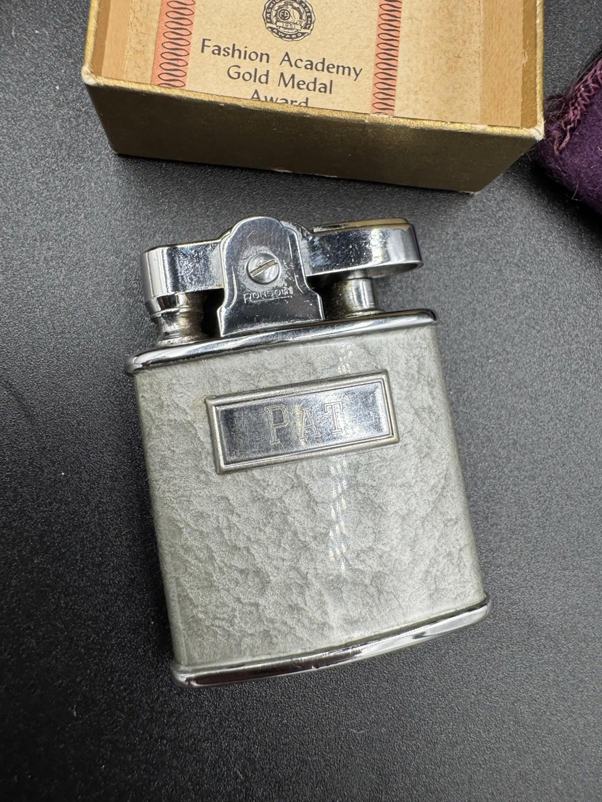 Vintage Ronson Princess Ladies' Silver Hammered Lighter Untested with Box Access