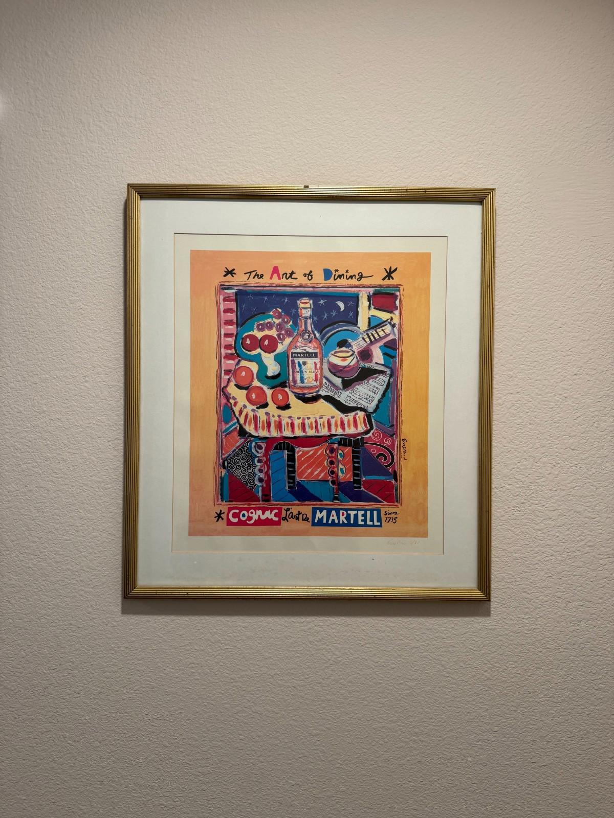 Vintage Wayne Ensrud Signed Serigraph The Art of Dining Martell Cognac 3/93 Rare