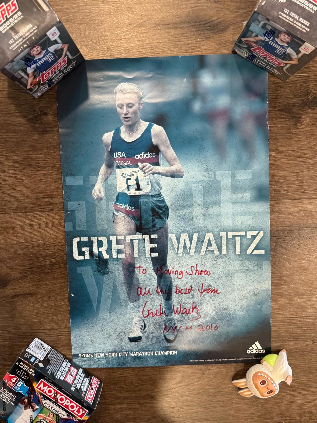 Olympic Runner GRETE WAITZ Signed Autographed Adidas Poster NYCM 2016 9 time Win