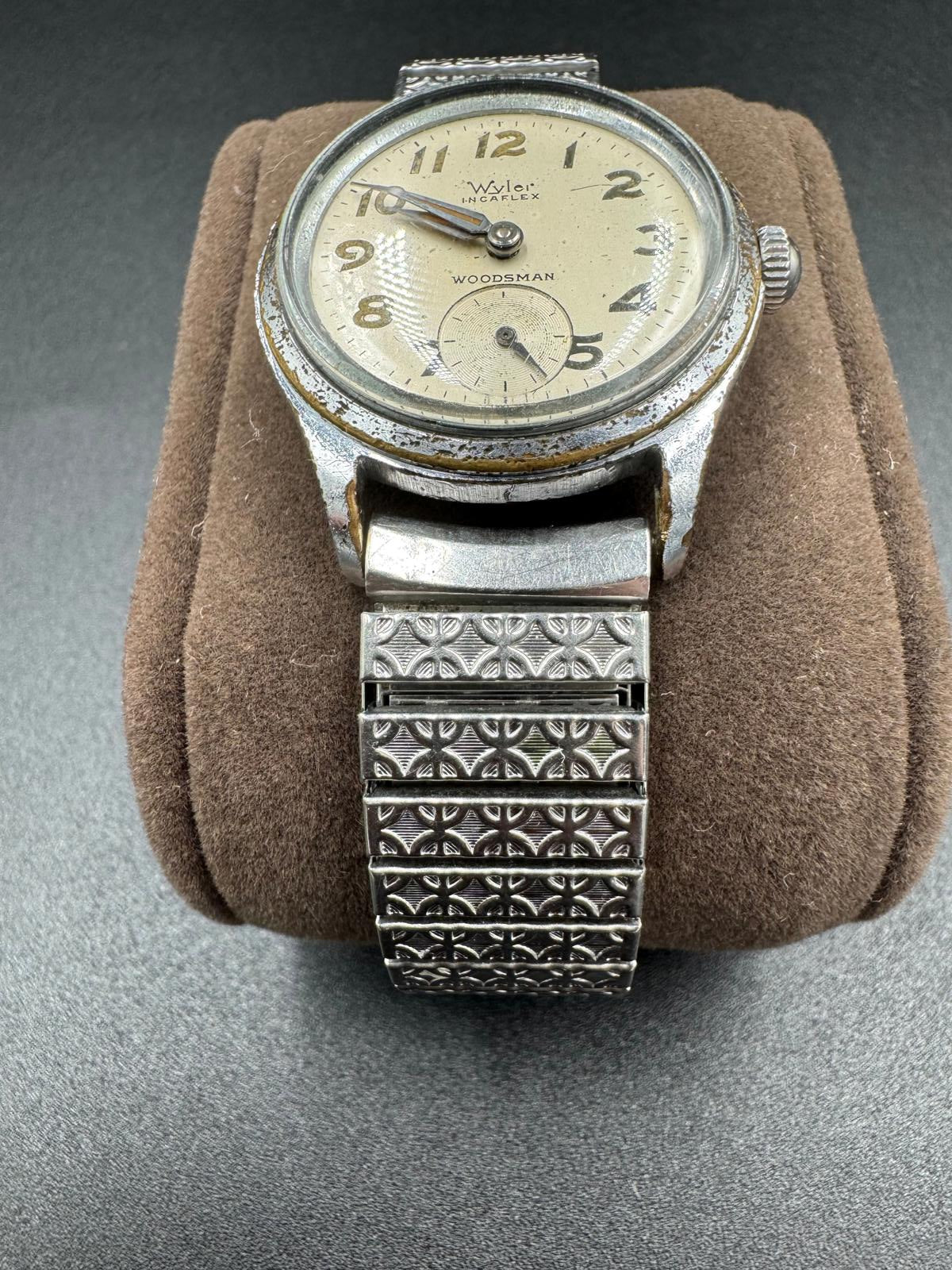 Vintage Wyler Incaflex Woodsman Swiss Manual Wind SubSeconds