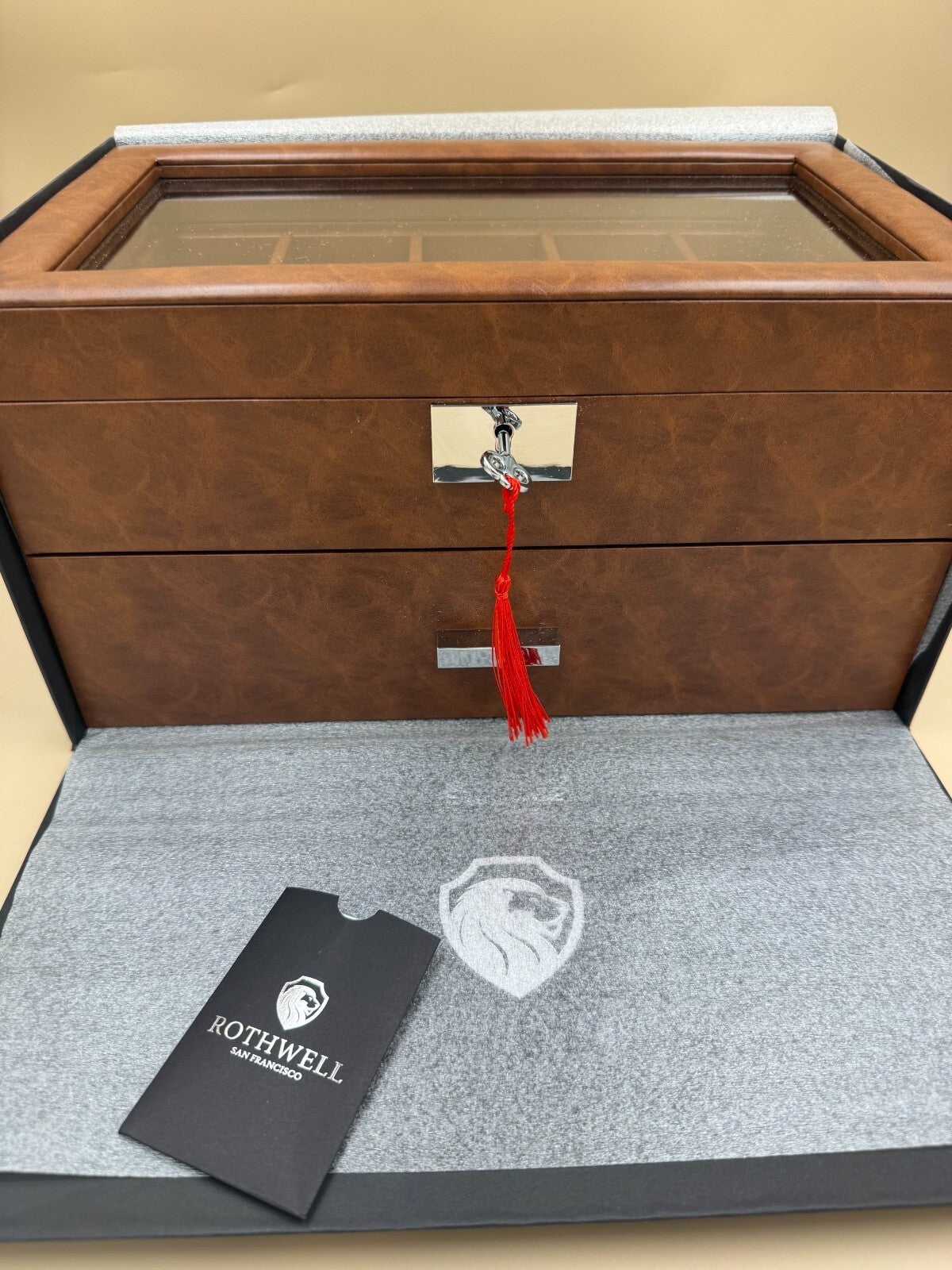 Rothwell 20 Slot Leather Watch Box Luxury Case Display Organizer - San Francisco
