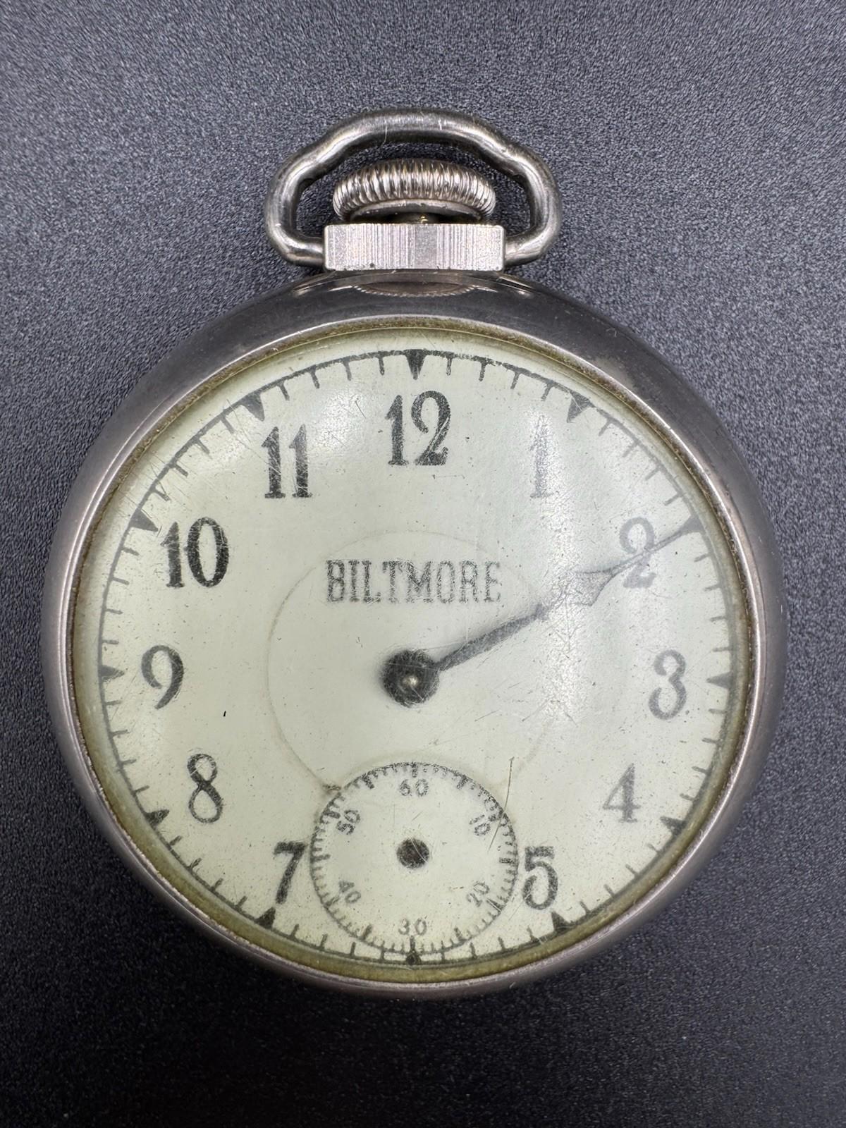 Ingraham Biltmore Pocket Watch - Please see photos for Condition - Works Well G+