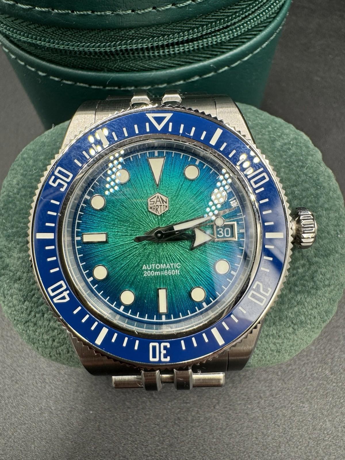 SAN MARTIN SN0148-G Miyota 9015 Automatic Gradient Dial 40mm 20ATM Diver's Watch