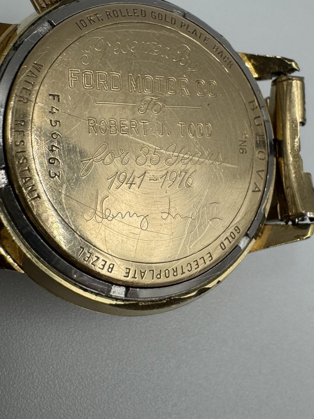 1976 Bulova Accutron Watch Henry Ford II 10kt Gold Bulova