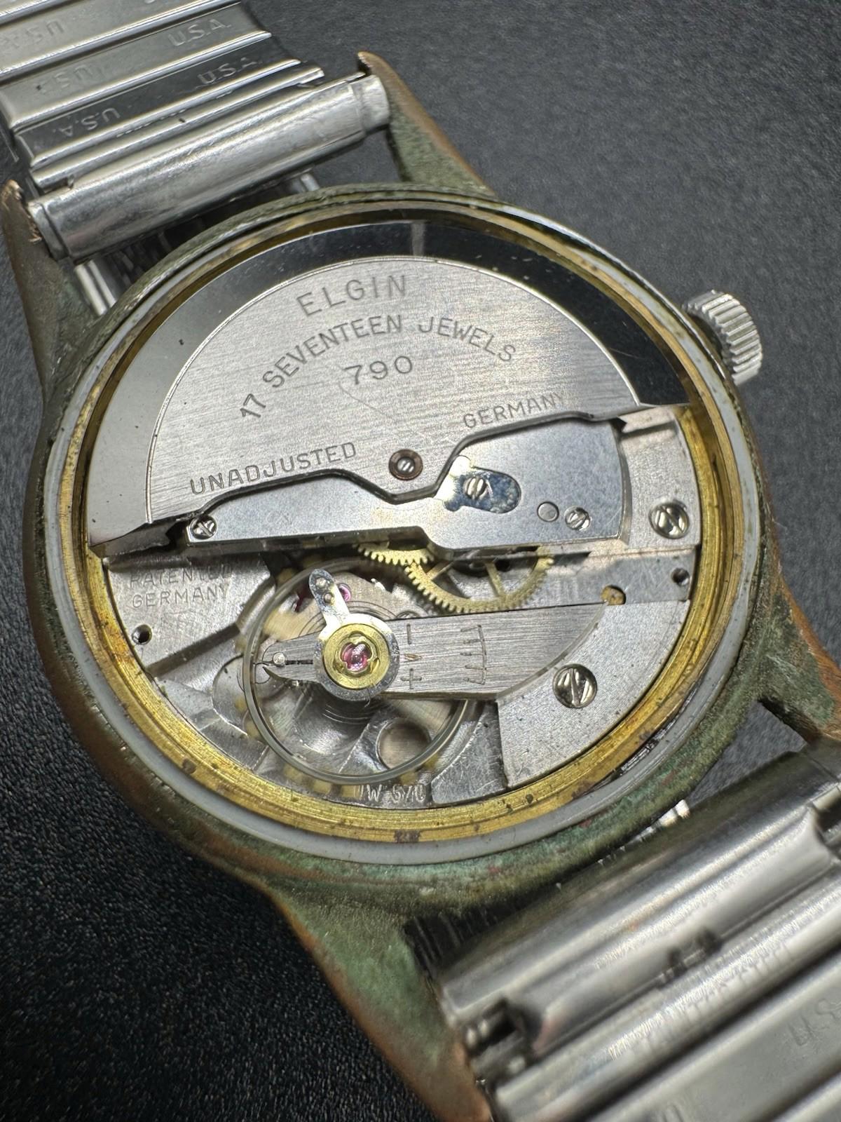 Vintage Elgin Self Winding 17 Jewels Automatic Watch Cal 790 Germany - Runs Well