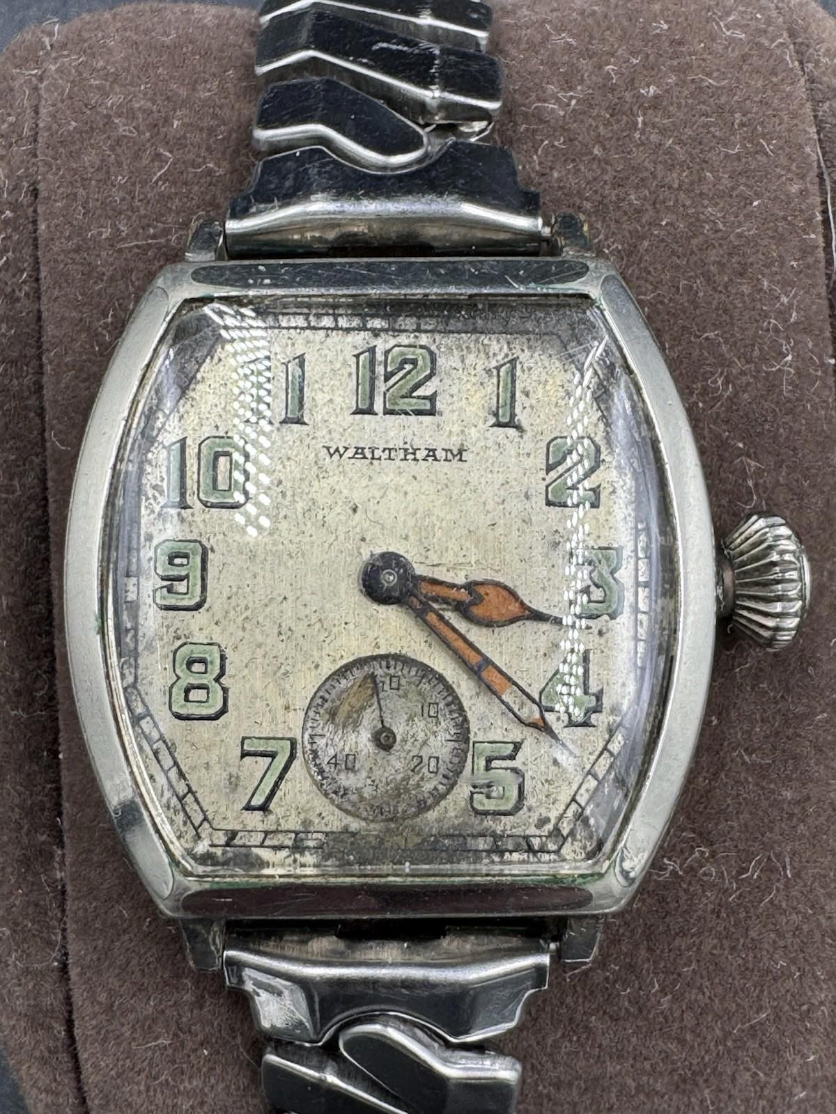 Vintage Waltham 7 Jewel Art Deco Tonneau Wristwatch Non-Running Serial 25822271