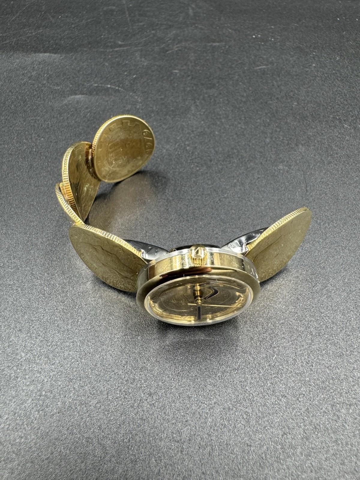 Vintage Vicence Italy 14K Gold Lira Coin Watch Milor for Parts Scrap Non-Running