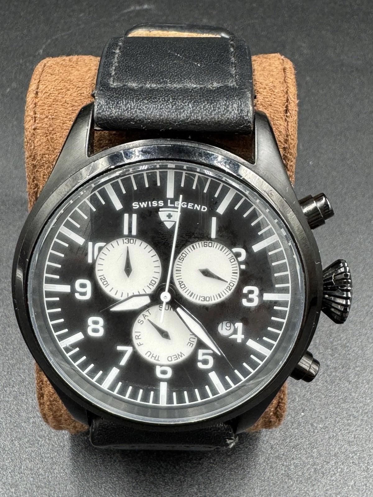 Swiss Legend Pioneer Chronograph Watch 413172071 Black Dial