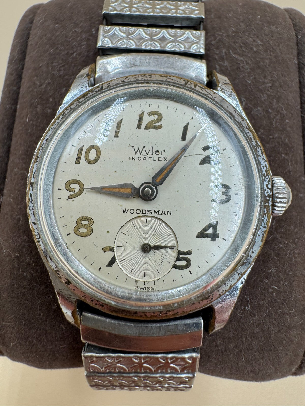 Wyler Incaflex Woodsman Manual Wind Watch Swiss Sub-Seconds Serviced Rare Dial G