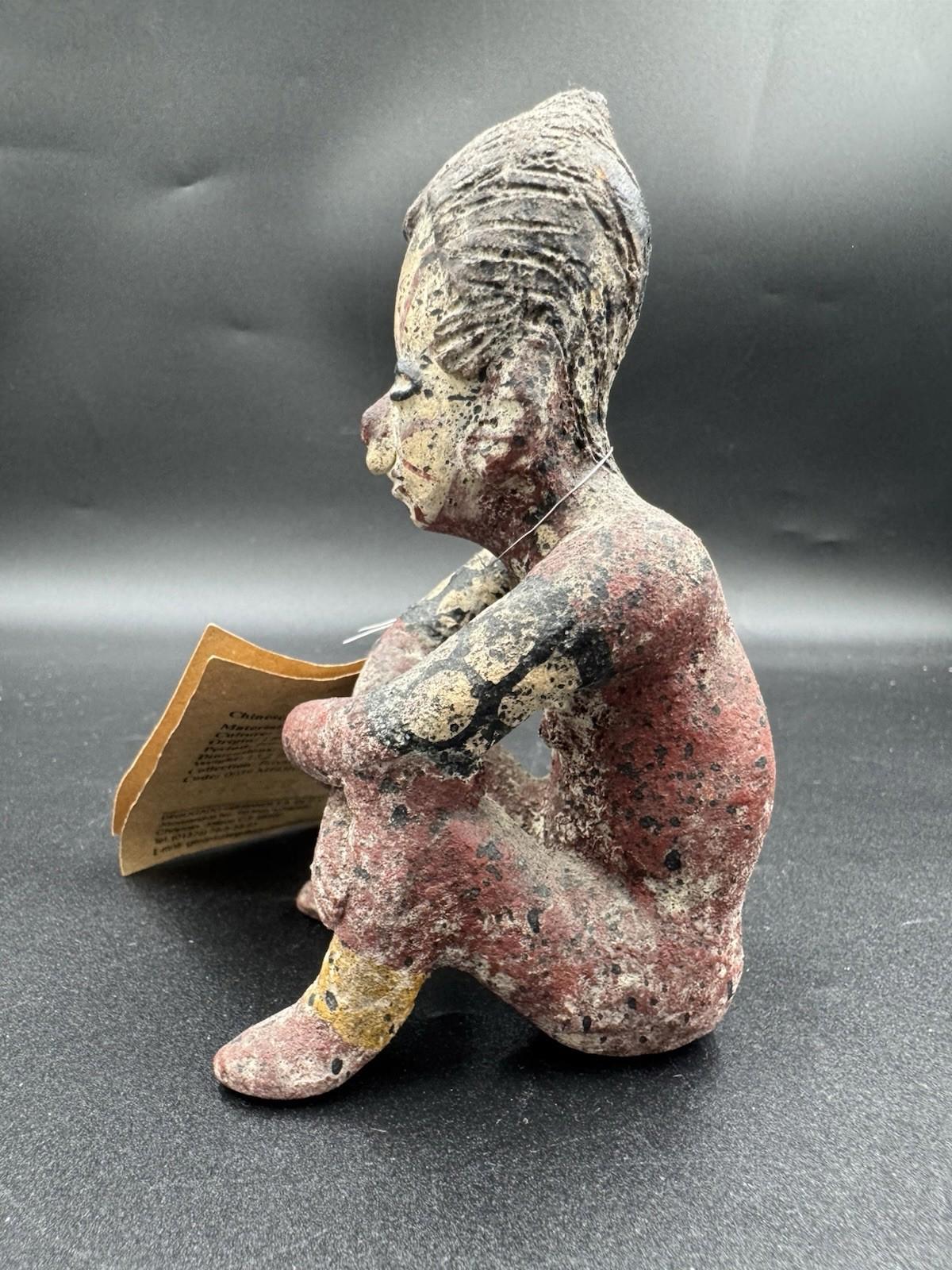 Vintage Pre-Columbian Chinesco Cara Rayada Terracotta Figurine Replica Mexico