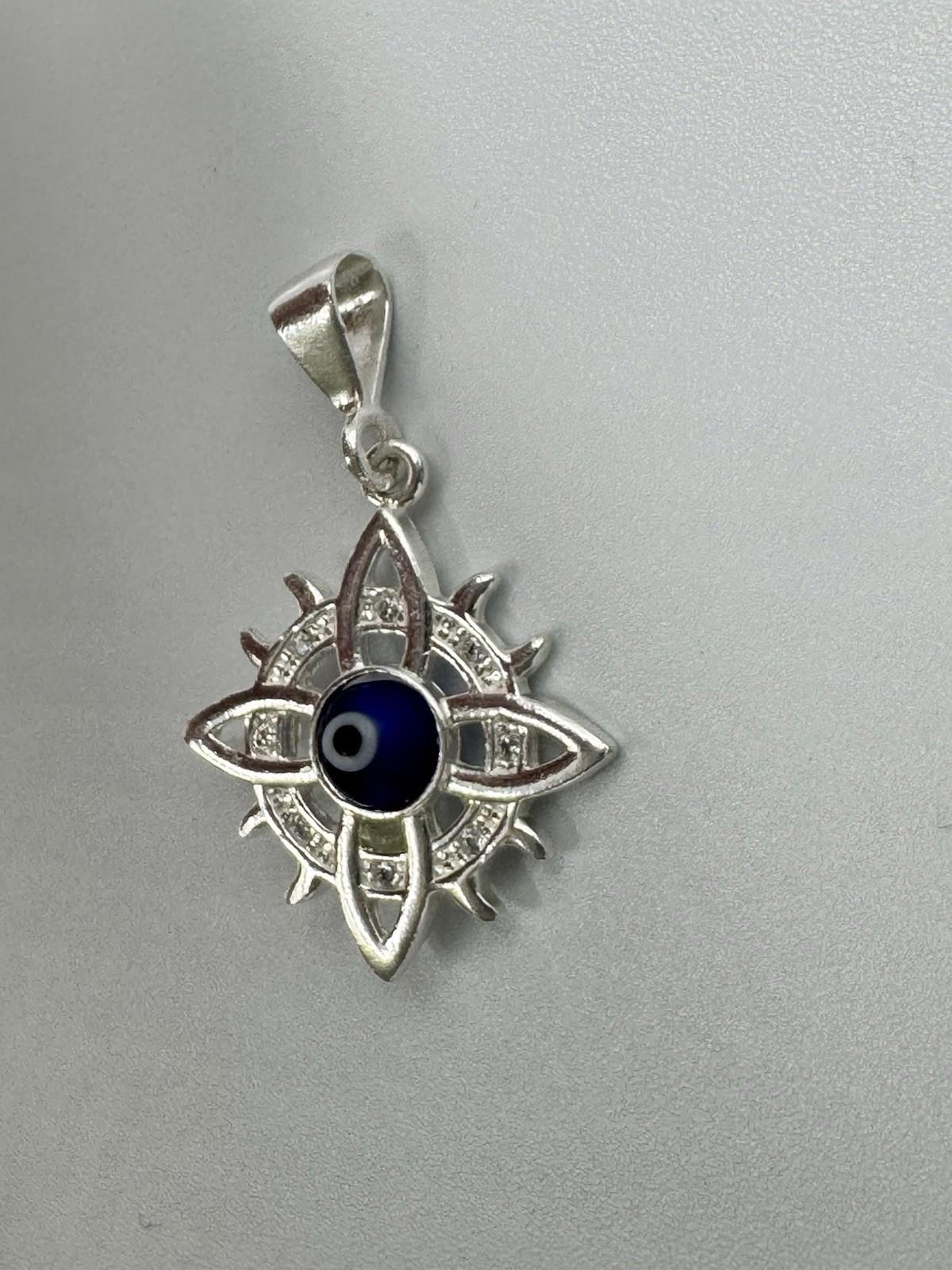 Mexico .925 Silver Evil Eye Starburst Pendant GA50925 w/ CZ