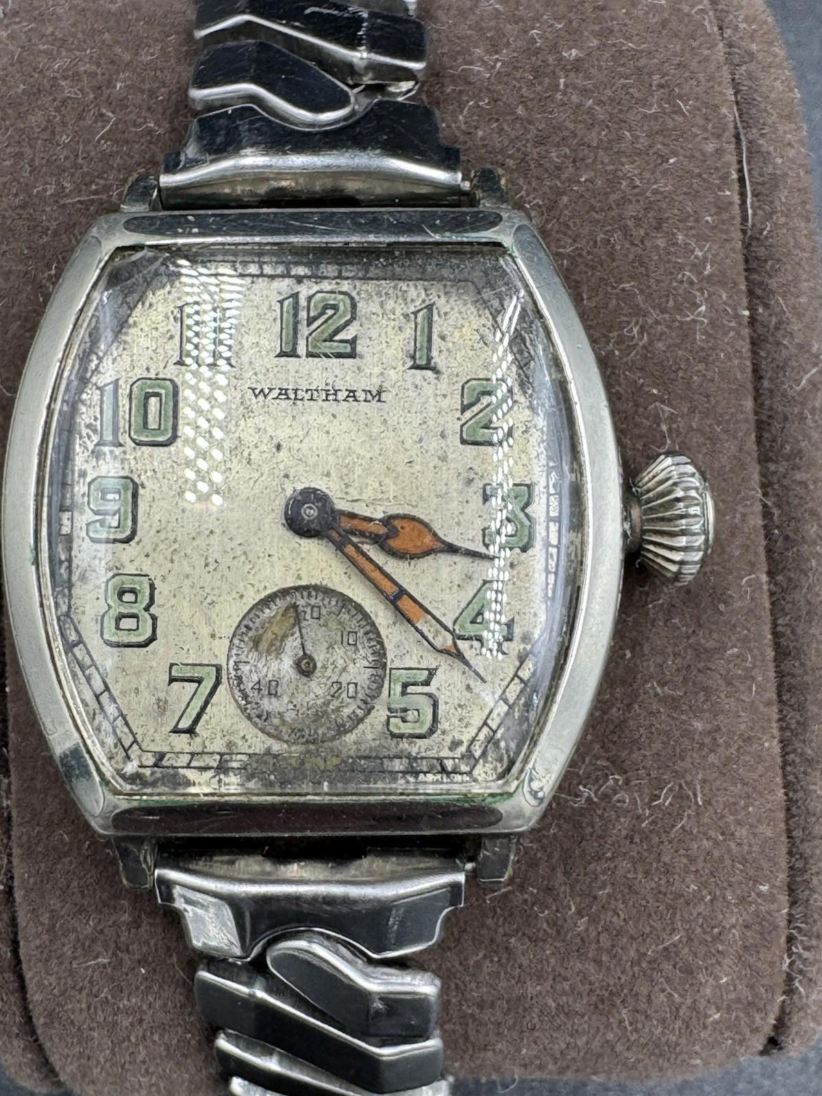 Vintage Waltham 7 Jewel Art Deco Tonneau Wristwatch Non-Running Serial 25822271