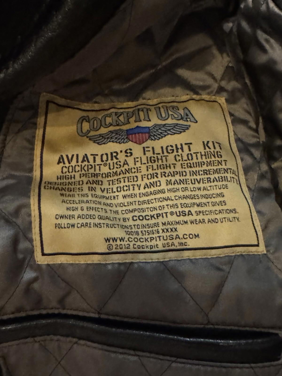 COCKPIT USA Type A-2 Air Force US Army DWG 30-1415 D Brown Leather Jacket Mens S