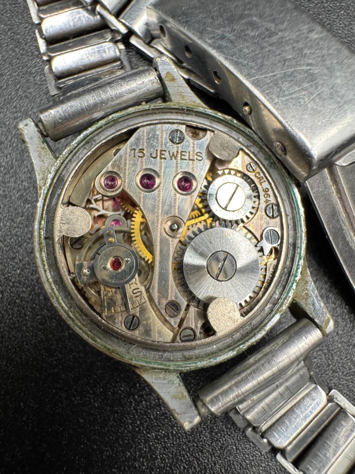 Vintage Eloga Waterproof Swiss Watch AS 964 15 Jewels Manual Wind Copper Dial VG