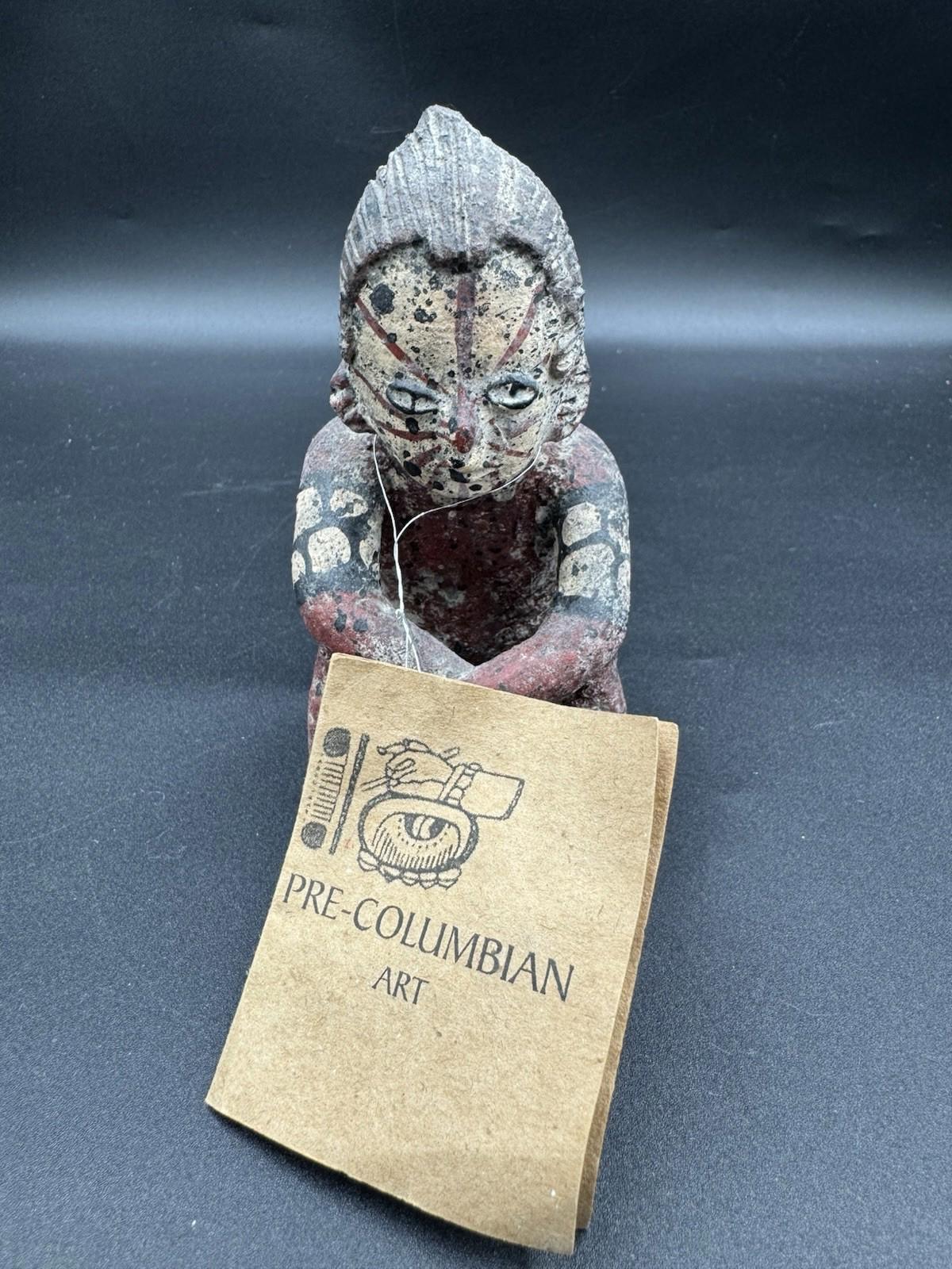 Vintage Pre-Columbian Chinesco Cara Rayada Terracotta Figurine Replica Mexico
