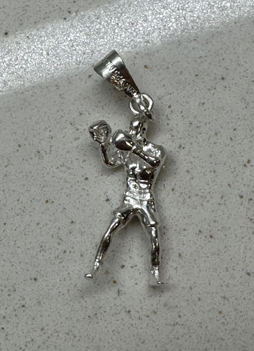 .925 Sterling Silver Boxer Charm Man Boxing 3D Loose Pendant