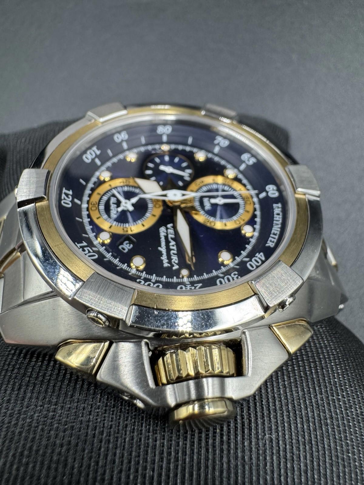 Seiko Velatura SNDX99 Chronograph Blue Dial Quartz Watch w/ Box Papers 7T62-0HD0