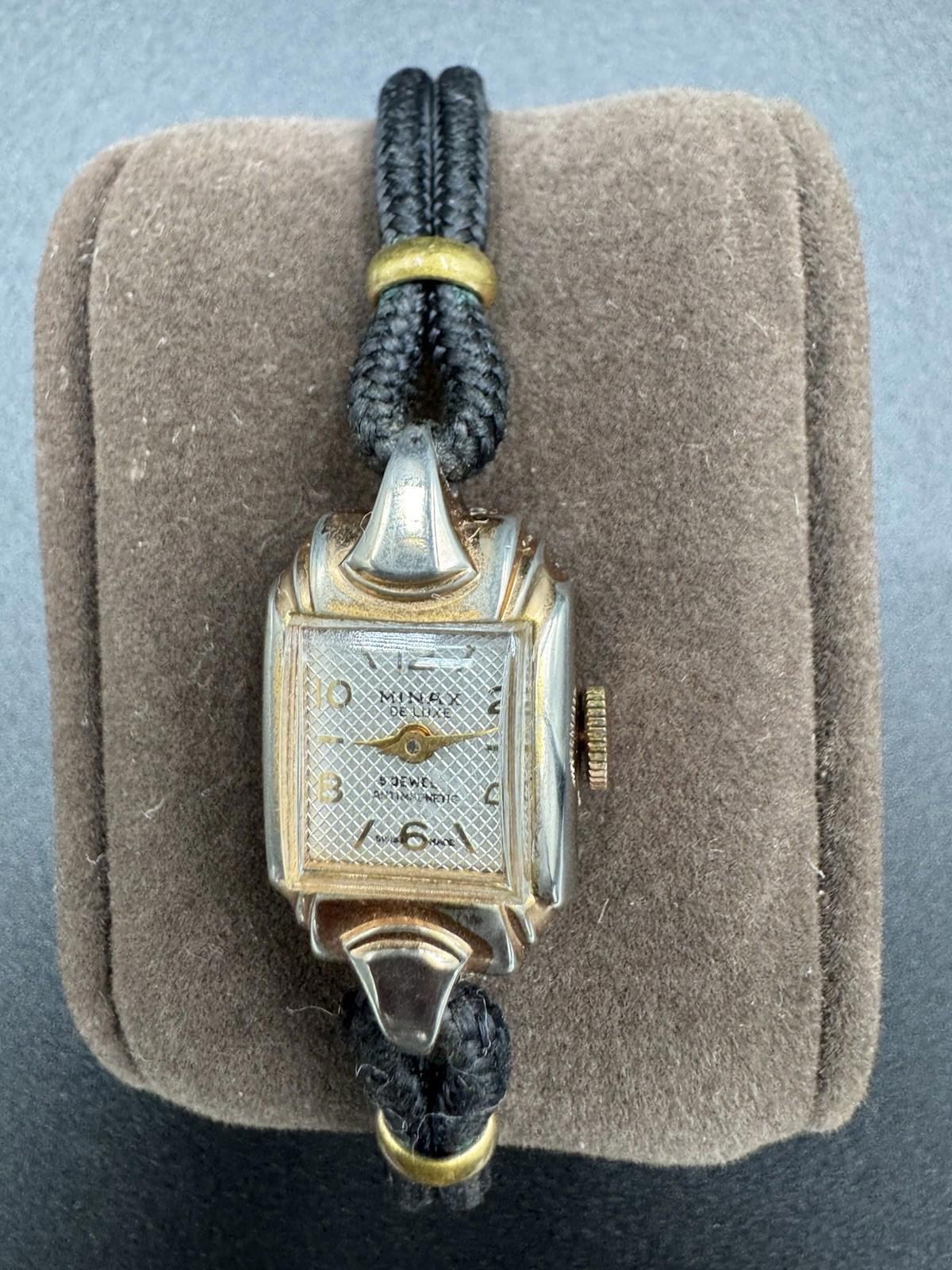 Vintage Minax De Luxe 5 Jewel Automatic Antimagnetic Ladies Watch Needs Service