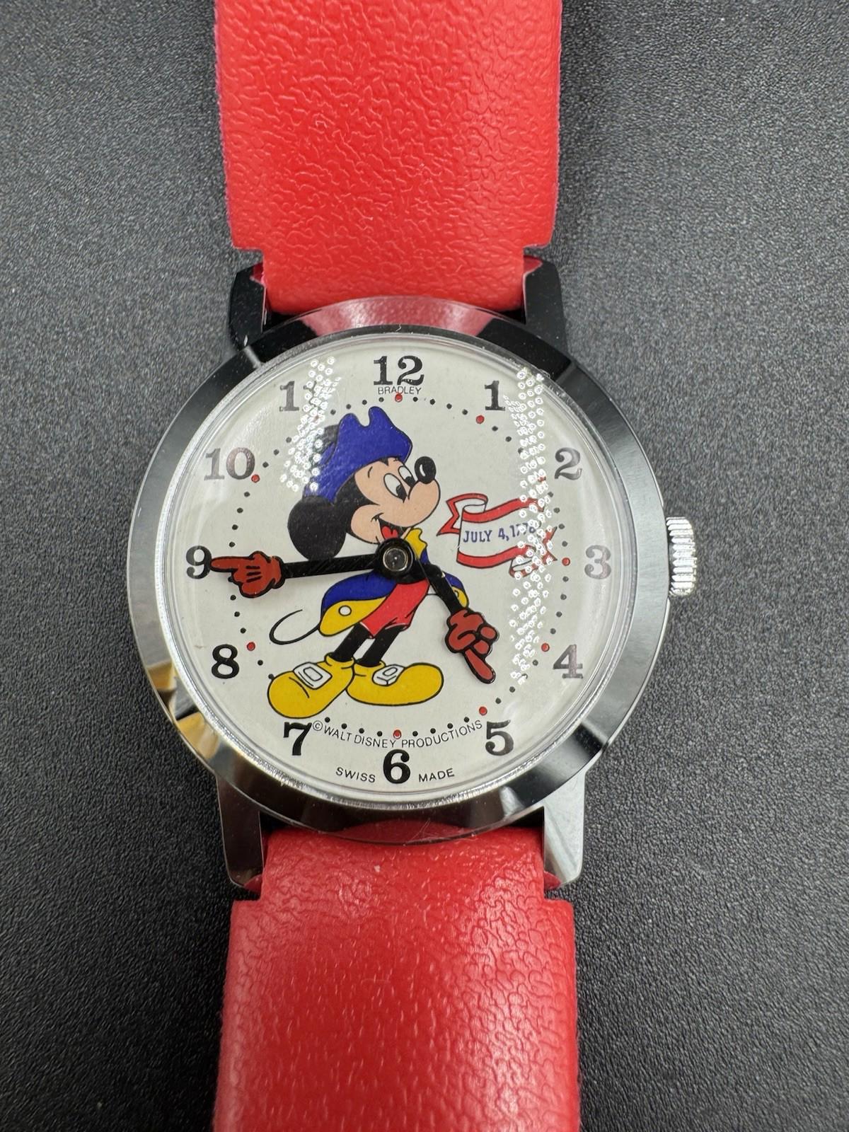 Bradley Mickey Mouse Bicentennial Watch 1976 Swiss In Box Commemorative Edition
