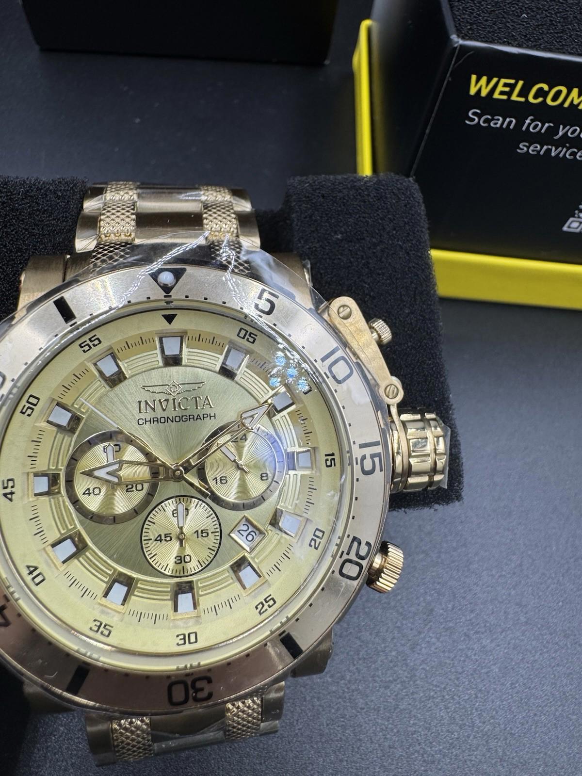 INVICTA 52MN CHONOGRAPH GOLD 49226 Brand New In Box 100M