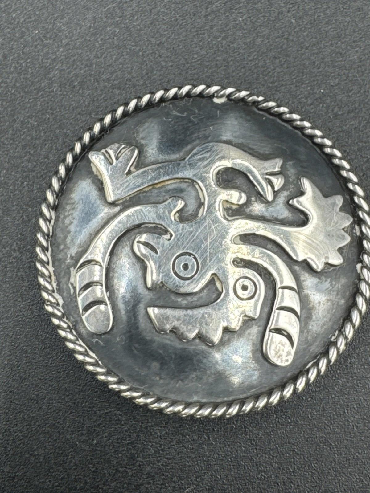 Vintage Taxco Sterling Silver Aztec Quetzalcoatl Mythical Serpent Brooch Pin Mex