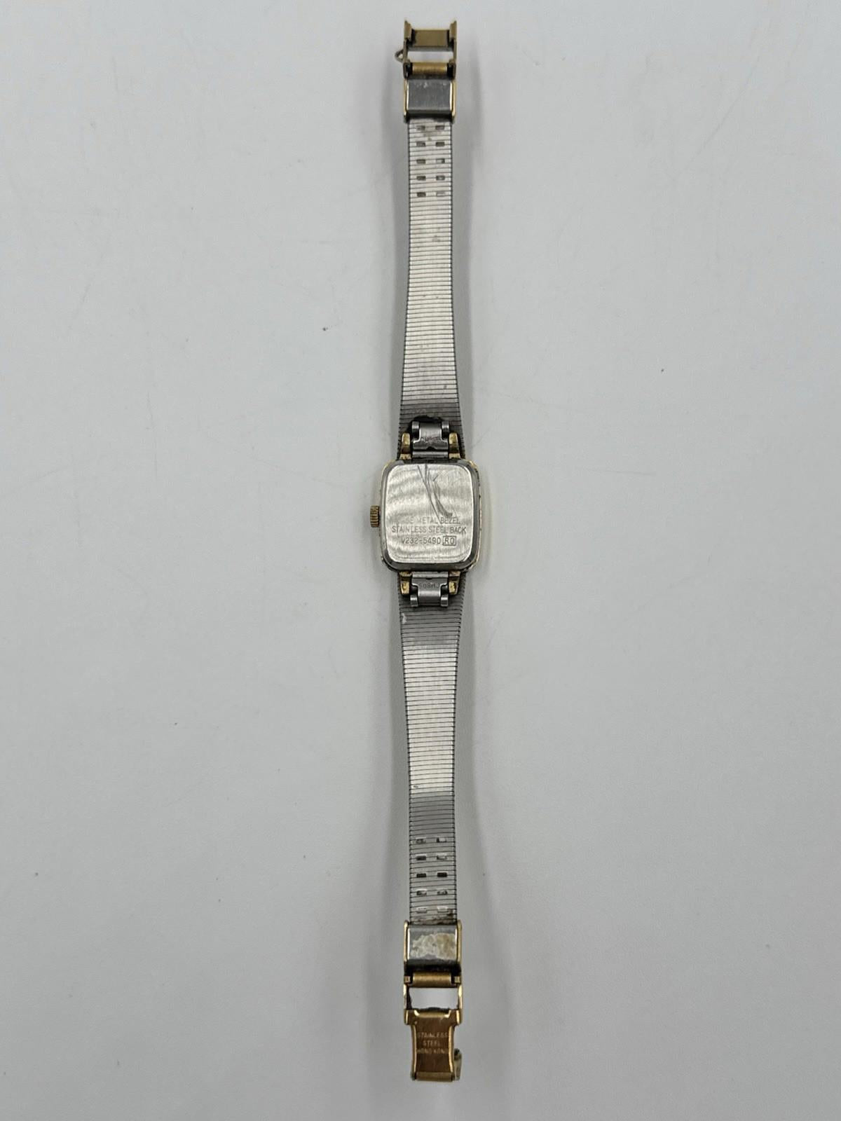 Vtg Lorus Watch Women V232-5490 16mm Gold Tone Black Dial