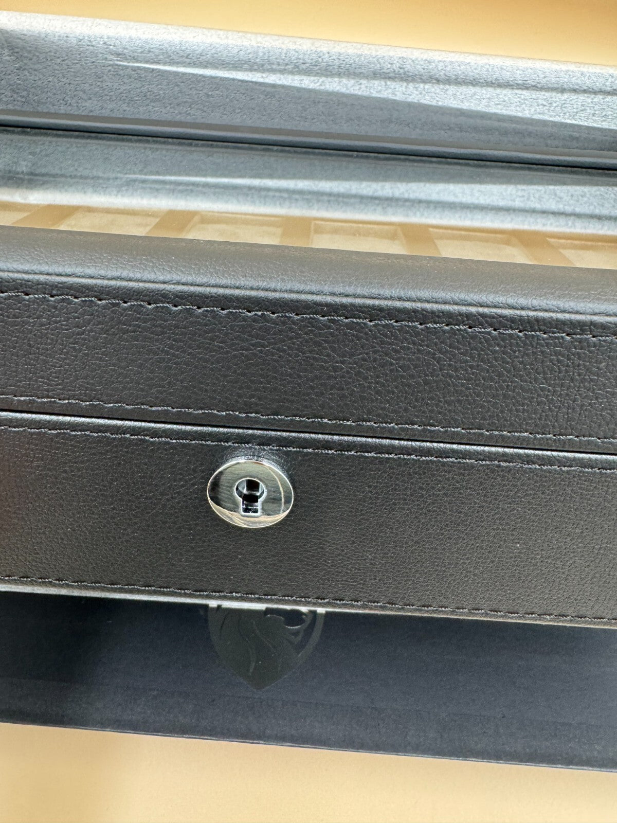 ROTHWELL 12 Slot Watch Box Black / Grey Locking Glass Top Display Case - Near Mi