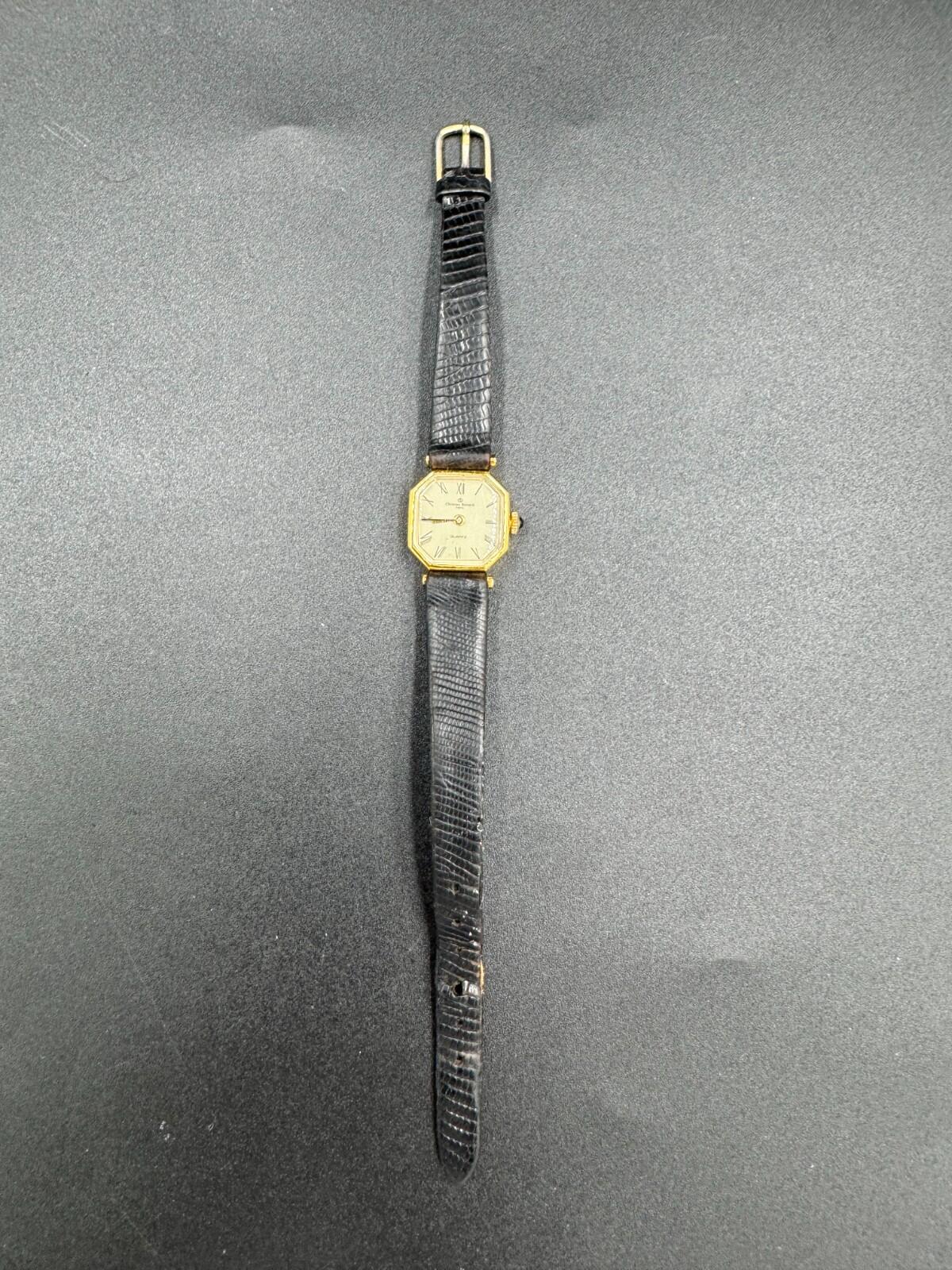 Vintage Christian Bernard Paris Octagonal Quartz Watch Gold Roman Numeral Dial