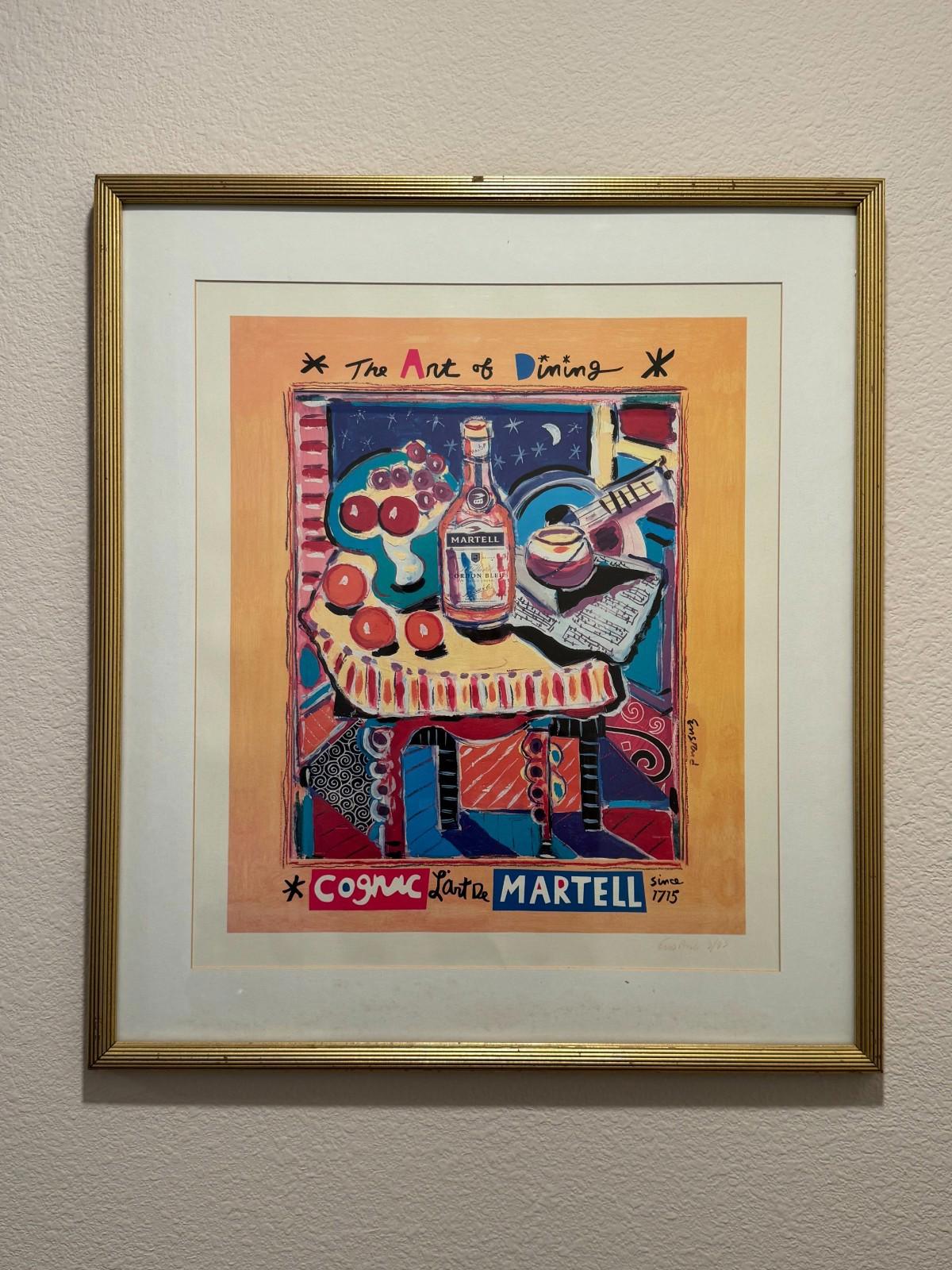Vintage Wayne Ensrud Signed Serigraph The Art of Dining Martell Cognac 3/93 Rare
