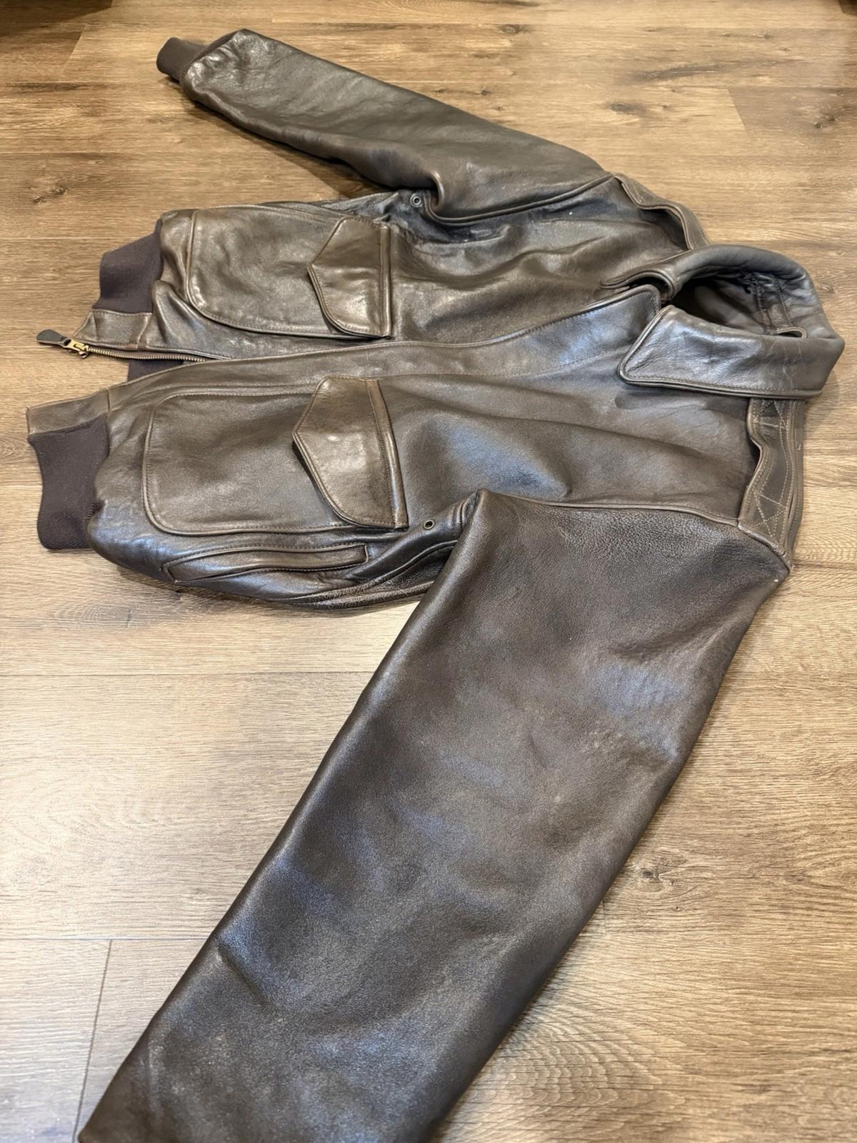 Cockpit USA Type A-2 Leather Bomber Jacket Brown Aviator's Flight Kit No 30-1415