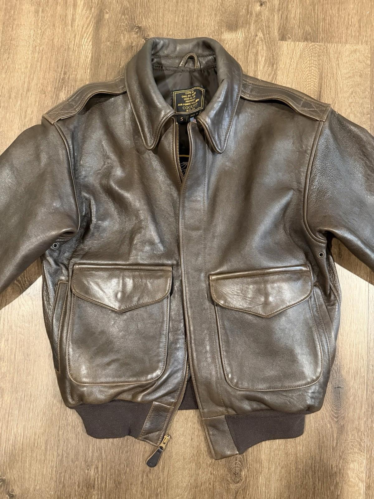 Cockpit USA Type A-2 Leather Bomber Jacket Brown Aviator's Flight Kit No 30-1415