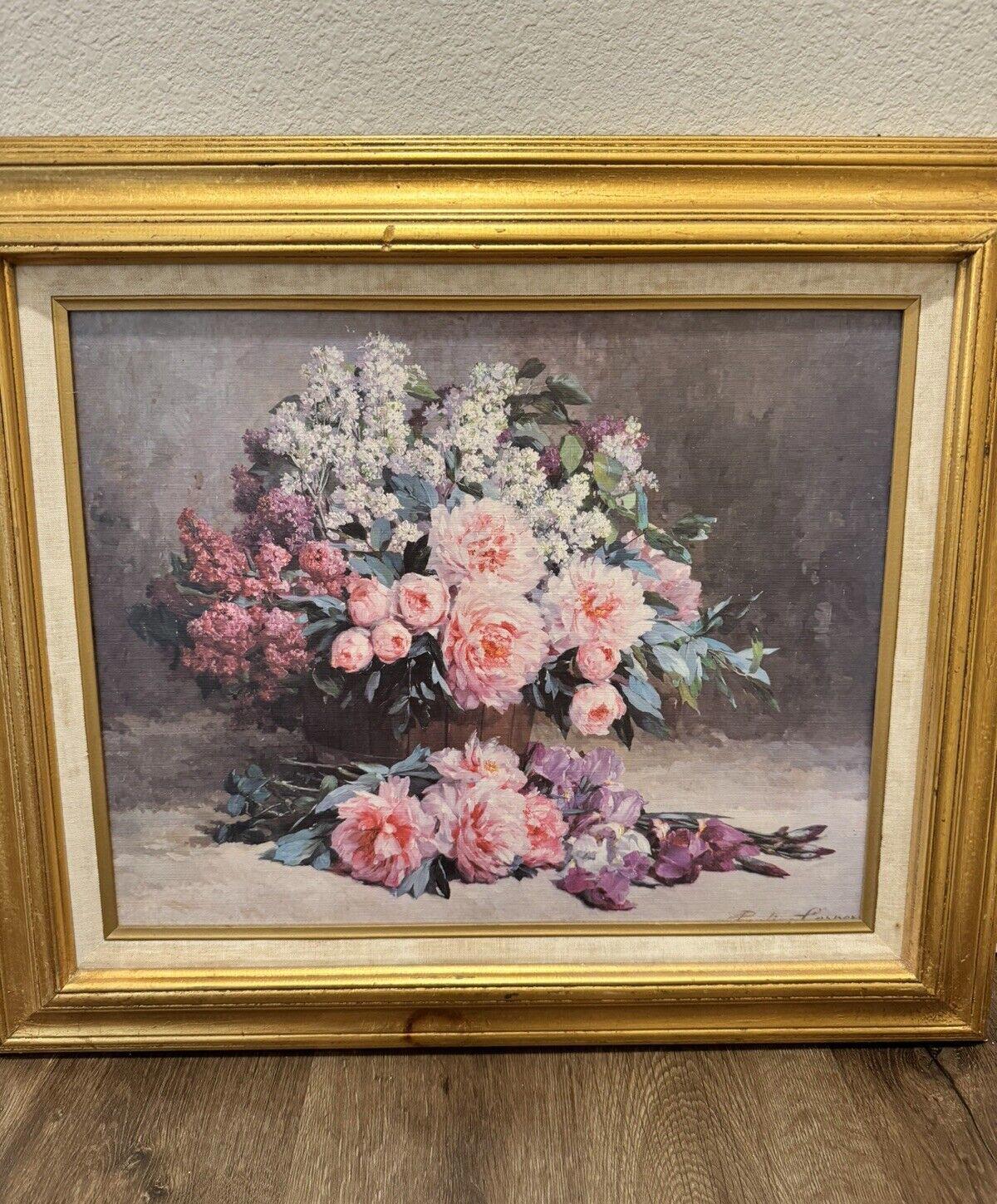 Pauline Casper’s Lilac and Peonies with Irises framed Art VG