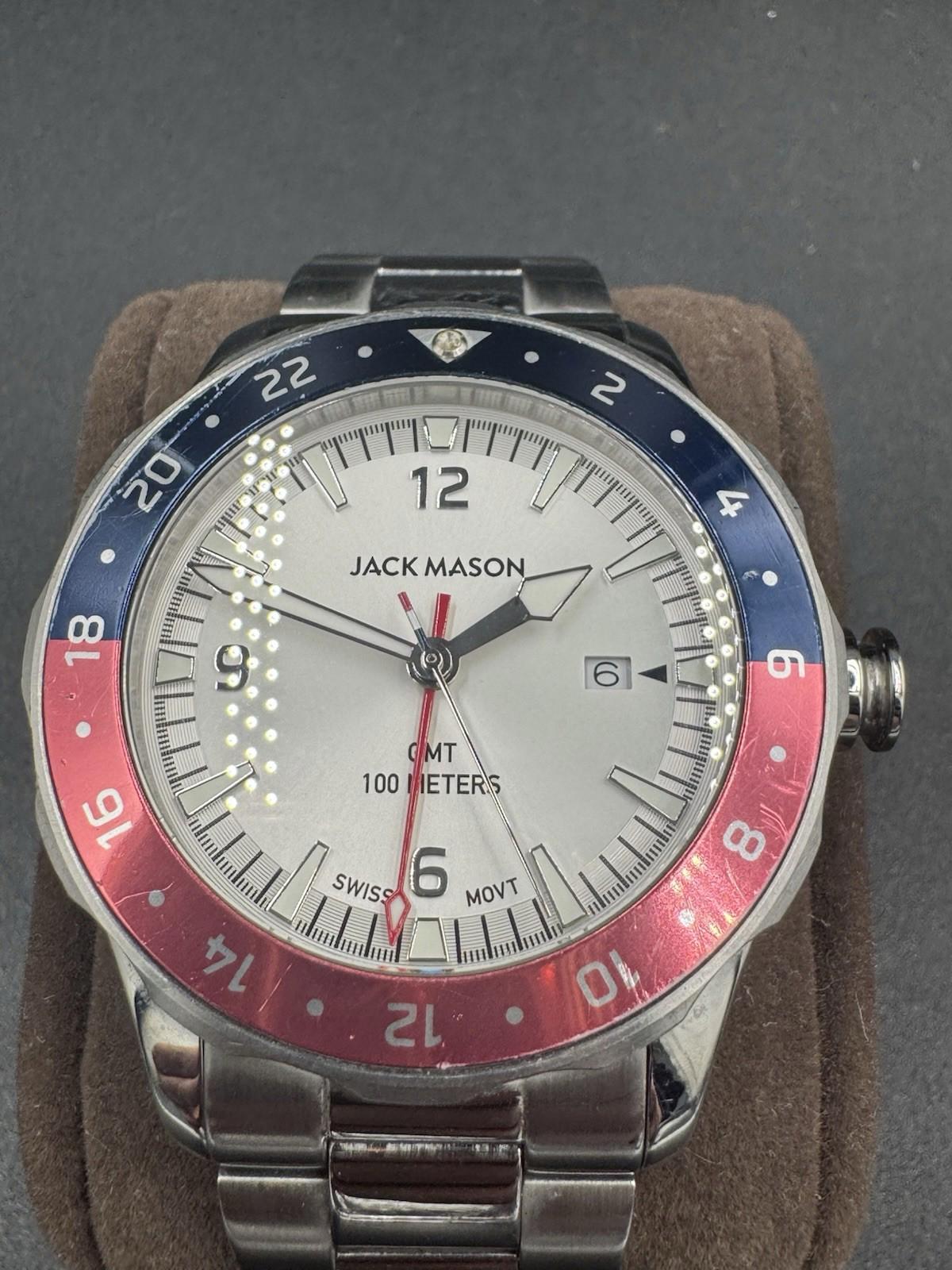 Sleek Jack Mason Halyard GMT Pepsi Blue Red Bezel | Link Steel Bracelet  | 42mm