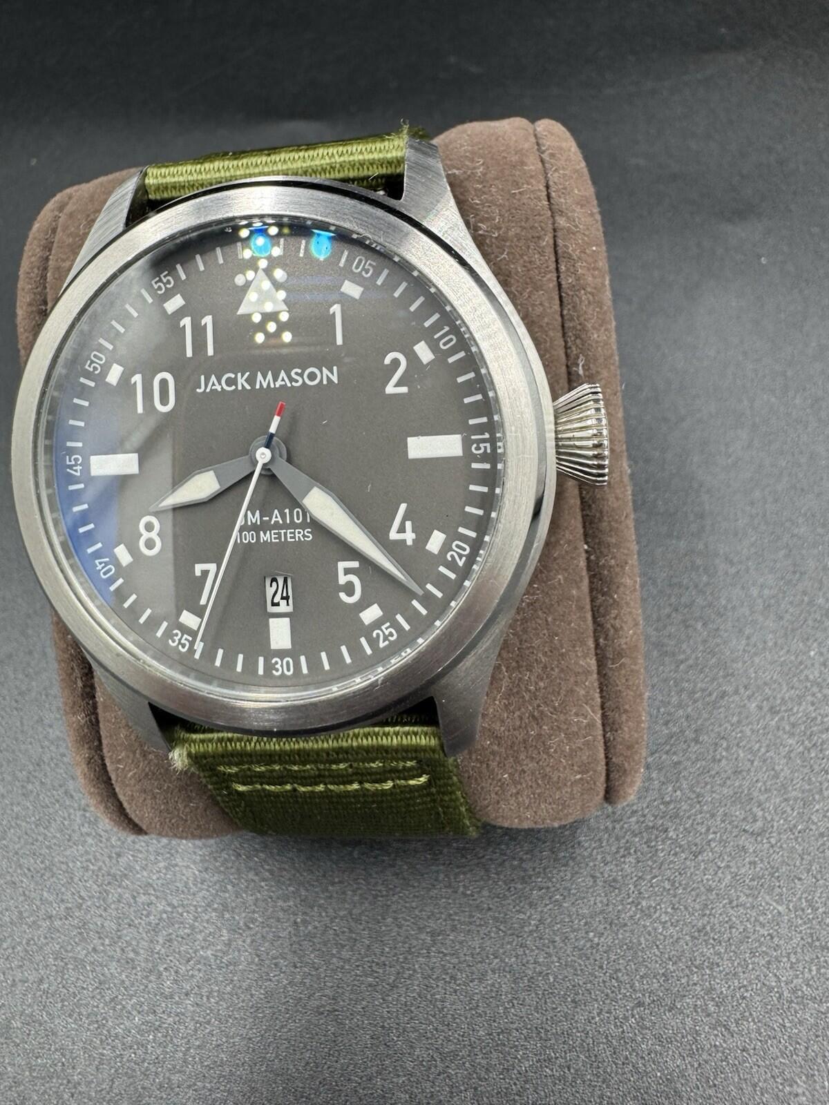 Jack Mason Aviation JM-A101-204 Green Nylon Strap 42mm Pilot Watch Missing Screw