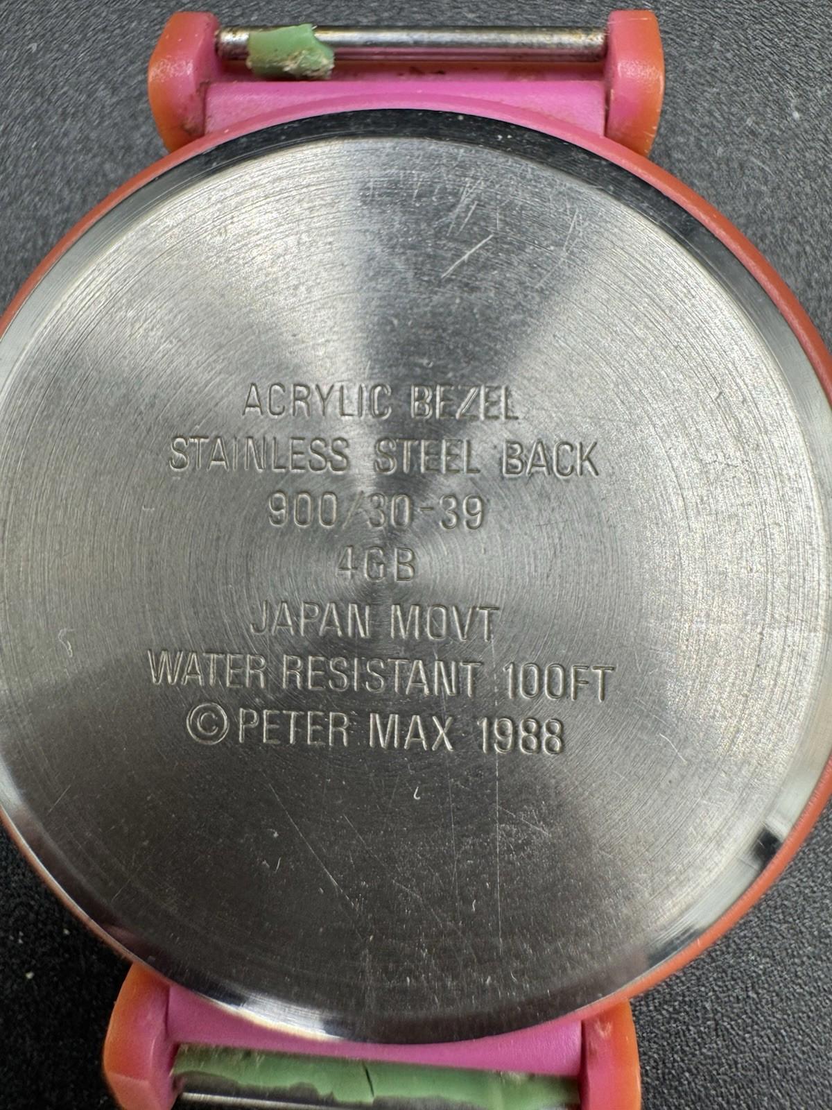 Vintage 1988 PETER MAX Wrist Watch Rare ! Collector’s Piece SAVE THE RAINFOREST